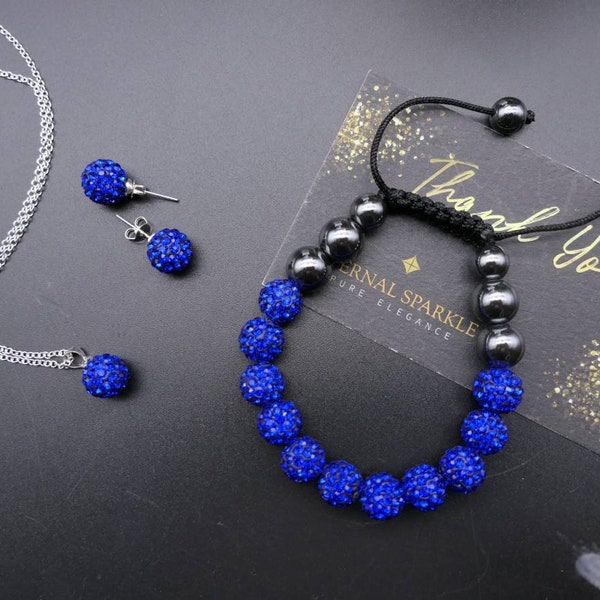 Ensemble de bijoux Shamballa, bracelets, boucles d'oreilles et pendentifs, perles Shamballa