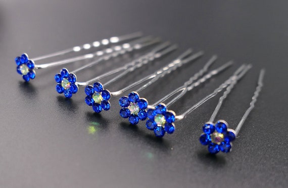 6 Pieces Dainty Small Crystal Flower Hair Pins - Etsy display picture 2