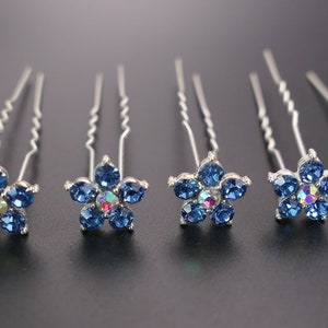 Crystal Flower Hair Pins: Silver Rhinestone Bridal Accessories (Set of 6)