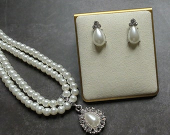 Pearl Bridal Necklace and Earrings Wedding Jewellery Set