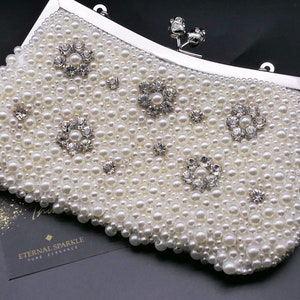 Cream Ivory Pearl Clutch Bags Women Purse Diamond Ladies Hand Bags Evening Bags for Party Wedding Evening Party Handbag