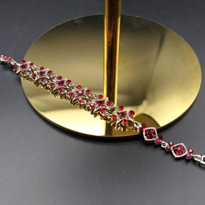 Vintage sparkly red rhinestone/crystals bracelet 1950&#39;s, Art Deco style