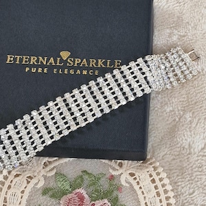 5/7 Rows of Crystal bracelet, bridal crystal bracelet, crystal wedding bracelet, evening bracelet, Silver Plated bridesmaids bracelet