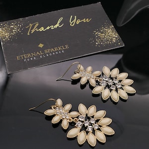 Cream Ivory Crystal Drop Earrings