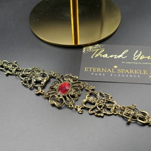 Vintage sparkly red rhinestone/crystals bracelet 1950&#39;s, Art Deco style