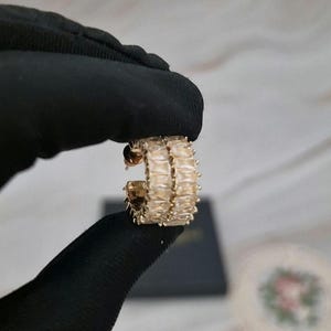 Gold Baguette CZ Hoop Earrings