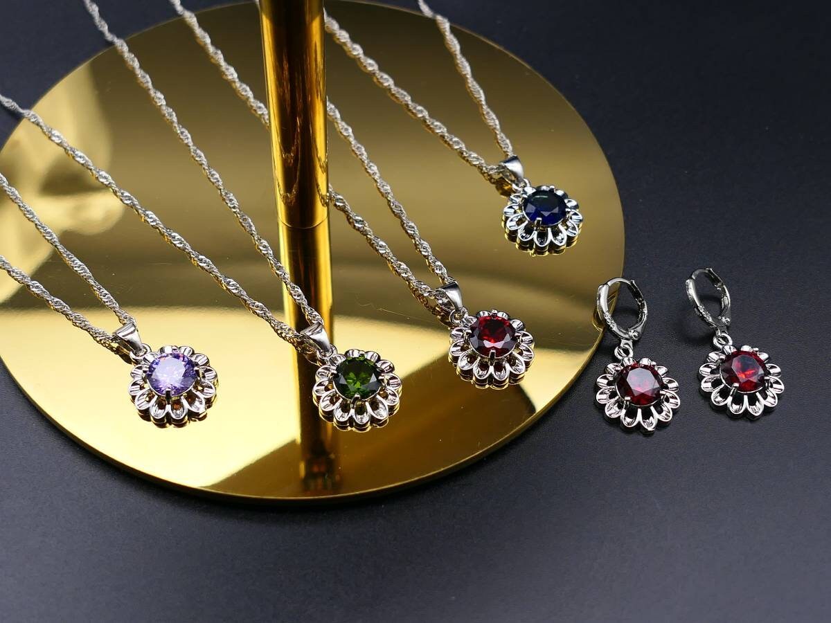 Sunflower Jewelry Set For Women – Dangle Earrings & Necklace, Resin Boho Style Summer Gift - View #5
