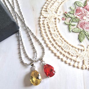 18K Gold Plated Teardrop Gemstones Pendant and Chain, Pear cut Necklace, Dainty Jewellery, Wedding Jewellery, Ladies Gift