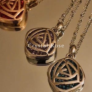 Rose crystal Pendant Necklace, Gold Plated