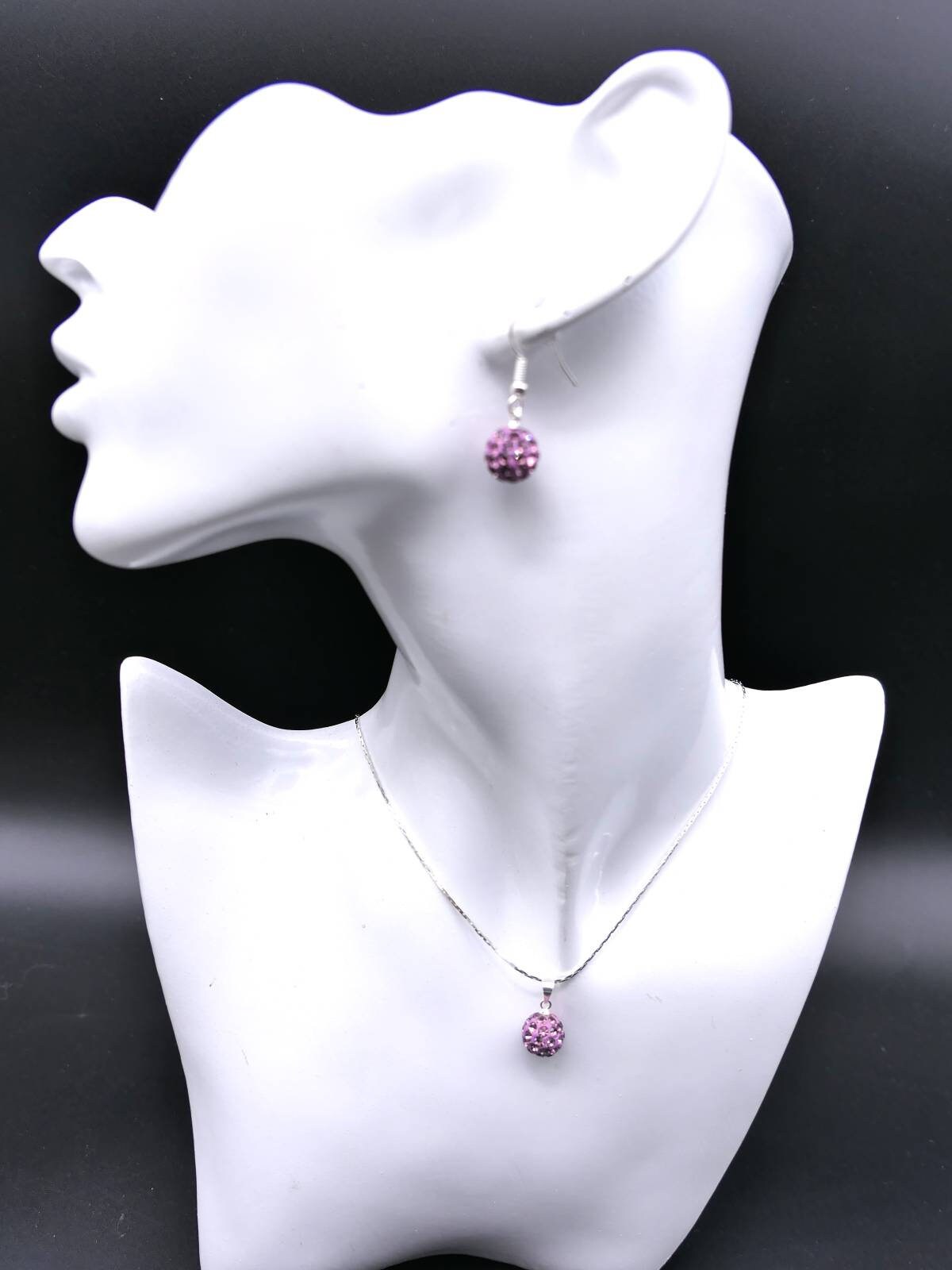 Orecchini a cerchio con perline e sfere Shamballa pavé di strass all