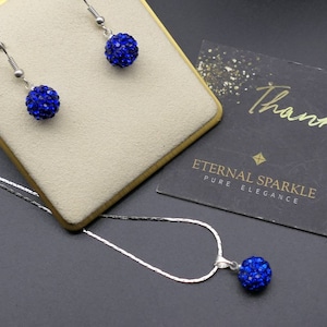 Shamballa Crystal Ball necklace earrings set