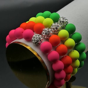 Neon crystal shamballa stretch Bracelet