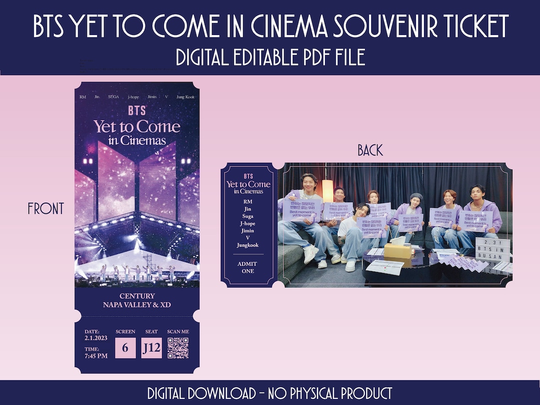 BTS in Cinema yet to Come Digital Printable Tickets
