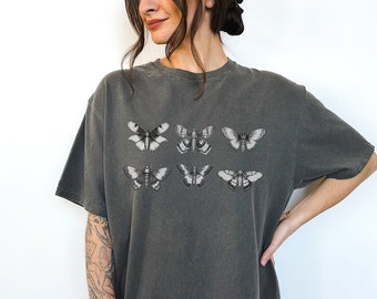 Chemise Luna Moth, tee-shirt vintage Comfort Colors, Goblincore, Chemise Nature, Papillon Cecropia, Chemise d'Halloween, Fairycore, Vêtements Alt
