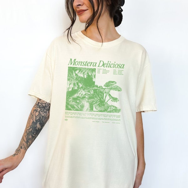 Monstera Deliciosa Shirt, Aesthetic Plant shirt, 2000s Clothing for plant mom, Plant dad Comfort Colors Tee, Vintage Inspired Plant Shirt