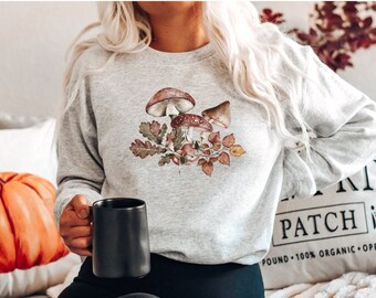 Mushroom Sweatshirt, Cottagecore Clothing, Mushroom Clothing, Alt Clothing, Goblincore Clothing, Fairycore Clothing, Dark Academia shirt