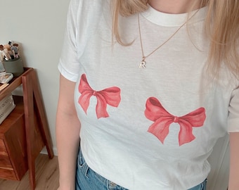 Laço de Natal, camiseta vintage para bebê, camiseta do Pinterest, top cropped y2k, anos 2000, estilo Scandi, estética coquette, roupas y2k, presente para adolescente
