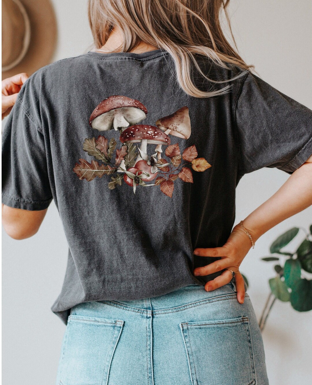 Cottagecore Mushroom Shirt, Design on Back Shirt, Vintage Mushroom ...