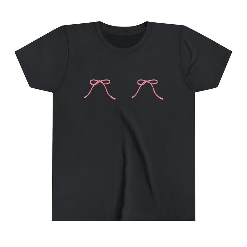 Camiseta de bebê com laço rosa, camiseta de bebê vintage Y2k, top curto y2k, moda dos anos 2000, camisa Cottagecore para mulheres, presentes para adolescentes, estética coquete Vintage Black
