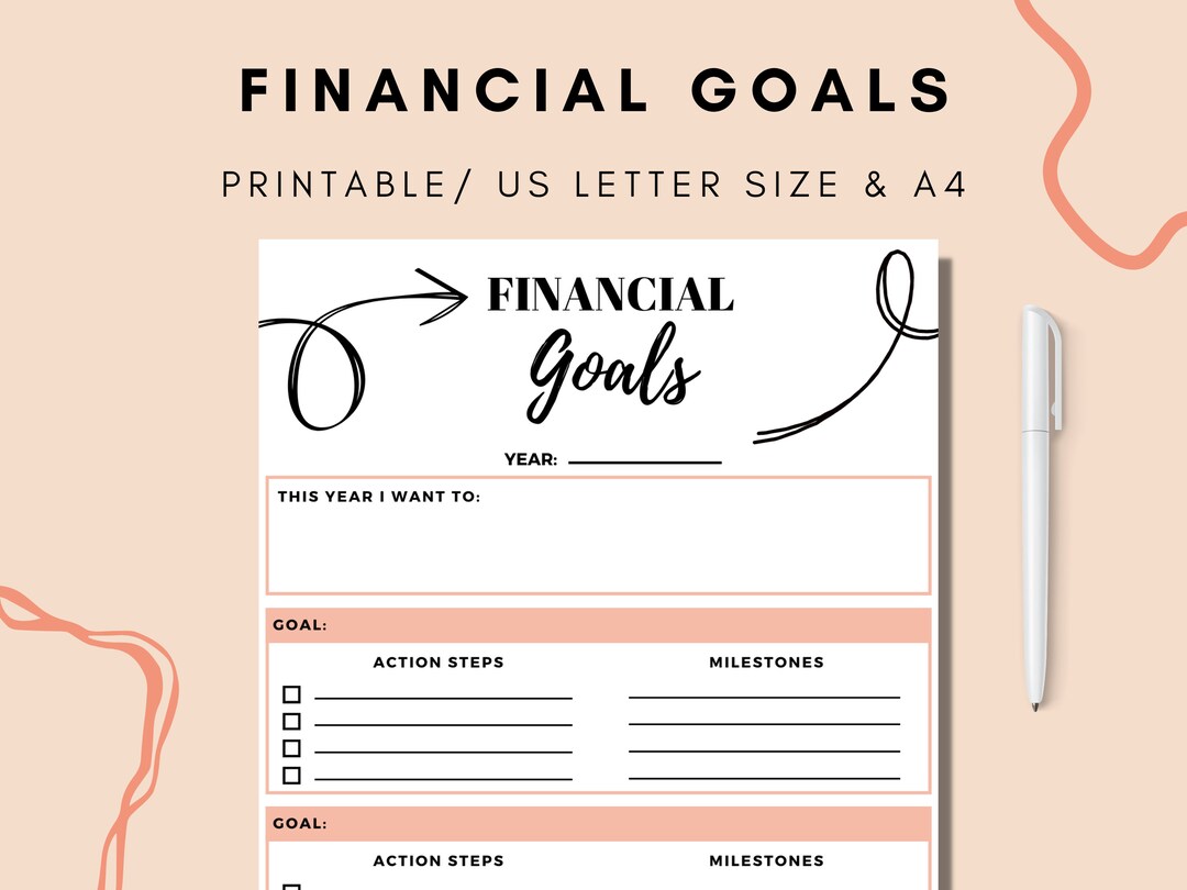 Financial Goals Tracker Printable Yearly Financial Goals - Etsy