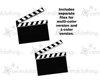 Movie Clapper Clip Art: Color & 1-Color Versions (Digital Download)