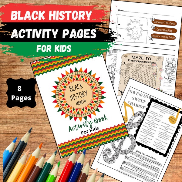 Black History Month  Coloring Book - Activity Pages for kids INSTANT DOWNLOAD