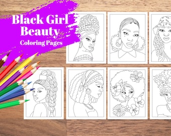 Black Girl Coloring Pages: Black Beauty - INSTANT DOWNLOAD!