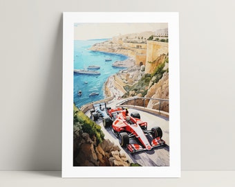 Formula 1 Ferrari Grand Prix Poster, Vintage Style F1 Poster, Printable Formula 1 Wall Art, Motorsport Fan Gift| Digital Download