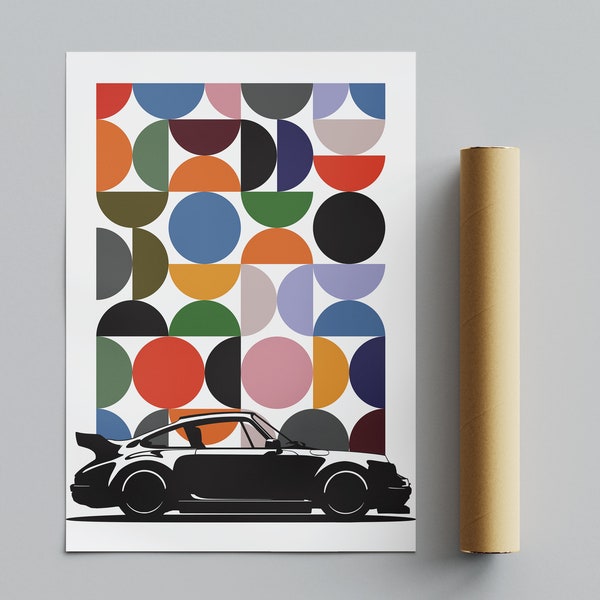 911 x Bauhaus Poster, Sports Car Wall Art, Colorful Automotive Artwork, Classic Car Poster | Digital Download