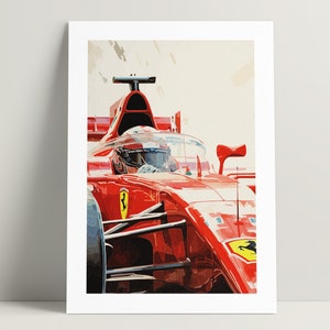 Formula 1 Ferrari Watercolor Illustration, F1 Ferrari Art Poster, Printable Formula 1 Wall Art, Race Car Motorsport Print | Digital Download