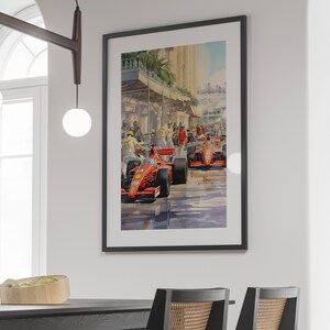 Vintage Ferrari F1 Monaco Grand Prix Poster, Retro Ferrari Formula 1 ...
