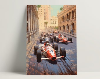 Vintage Formula 1 Poster, Retro Monsco Grand Prix Wall Art, F1 Racing Motorsport Printable Poster | Digital Download