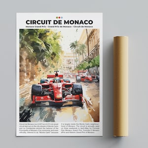 Cartel del Circuito de Mónaco, Cartel del Gran Premio de Mónaco, Cartel del circuito de F1, Impresión de Monte Carlo / Cartel del Circuito de Mónaco Descarga digital