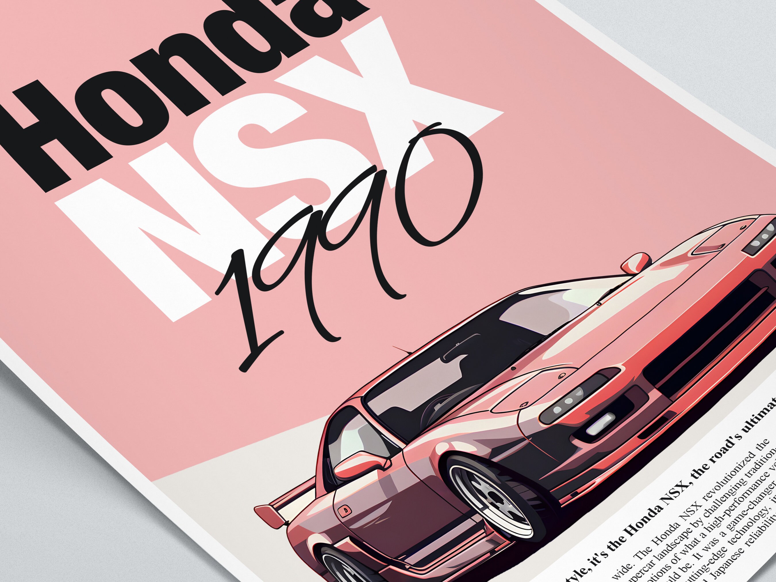Honda NSX Poster, Minimalist JDM Car Poster | Digital