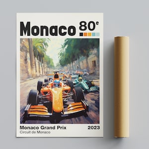 Monaco Grand Prix 2023 Poster, F1 Poster, Formula 1 McLaren Wall Art, Racing Poster, Race Car Illustration Print| Digital Download