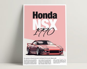 Honda NSX Posters, Minimalist JDM Car Posters | digital download