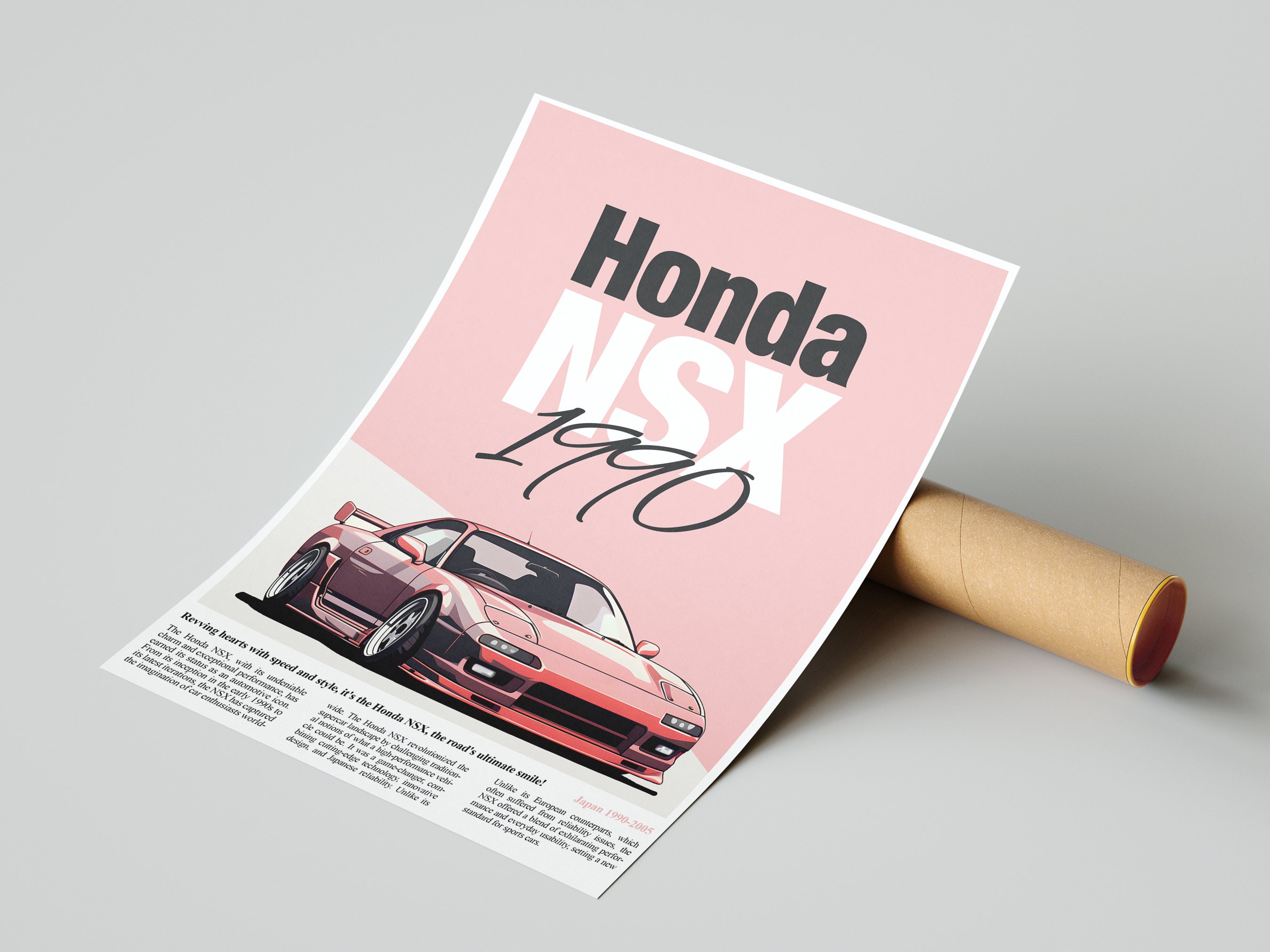 Honda NSX Poster, Minimalist JDM Car Poster | Digital
