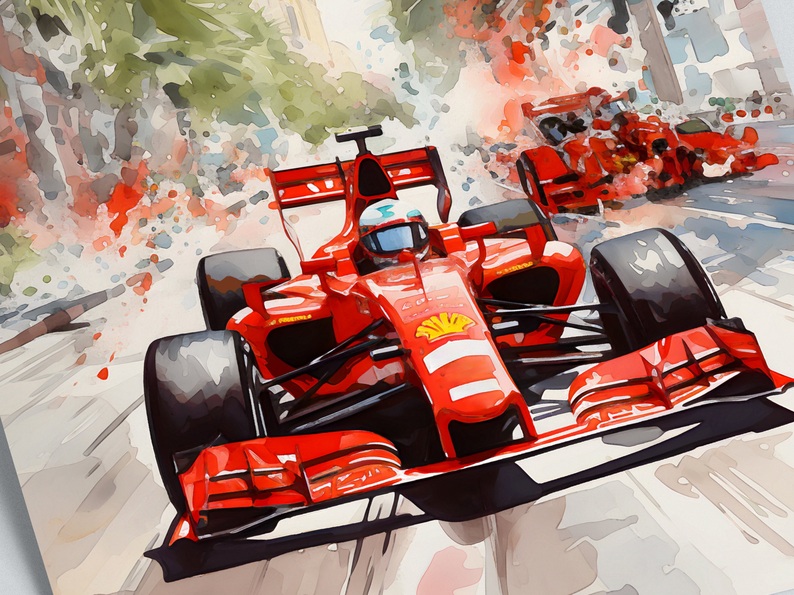 F1 Ferrari Poster, Monaco Grand Prix Poster, Formula 1 Watercolor ...