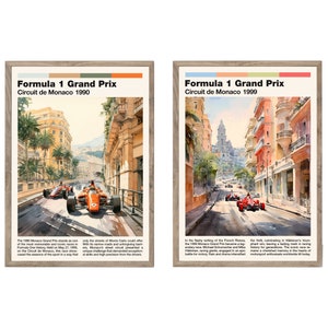 Set of 2 Formula One Monaco Grand Prix Poster, Formula 1 Poster Set, F1 Motorsport Wall Art, Racing Wall Decor | Digital Download