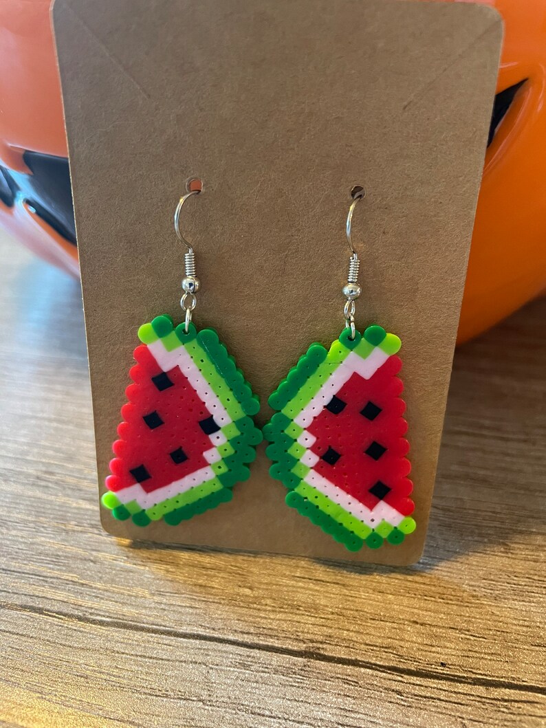 Watermelon Slice Earrings, Watermelon, Earrings, 8bit Earrings, Fruit