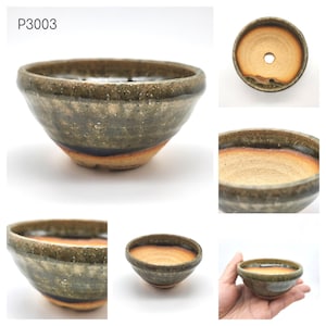 Bonsai Pot, Authentic Shigarakiyaki-Japanese Pottery, Round Shallow 3inch Pot