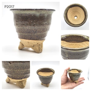 Bonsai Pot, Authentic Shigarakiyaki-Japanese Pottery, Round 2 1/2inch Pot