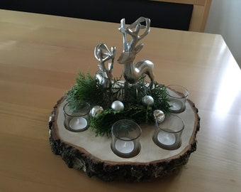 Advent wreath, tree disc, wooden disc, birch disc, sanded