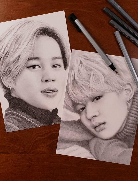 Jimin BTS 2 Impresiones de dibujos originales a lápiz Kpop - Etsy México Jimin BTS 2 Impresiones de dibujos originales a lápiz Kpop - Etsy México