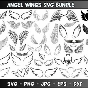 Alas de ángel Svg/ Alas de ángel Png/ Alas de ángel Clipart/ Ángel en el cielo Svg/ Alas de ángel Archivos cortados/ Archivos SVG para Cricut/ Ala de ángel