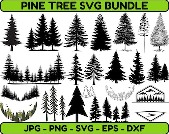 Paquete SVG de pino: imágenes prediseñadas de bosque, archivos de corte (descarga digital)