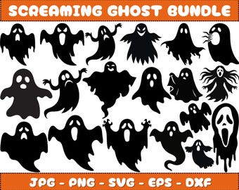 Paquete SVG de cara de fantasma gritando: diseños de terror de Halloween (archivo digital)