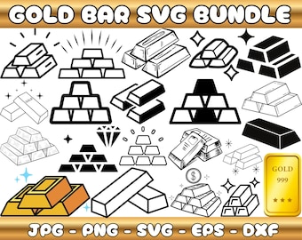 Clipart-vector goudstaaf: rijkdompictogram, schatillustratie (digitale download)