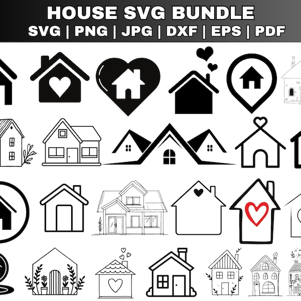 Little House Svg Bundle, Roof House Svg, House Outline svg, Floral house SVG, Tiny house Svg, Scandinavian house SVG, cut file for cricut