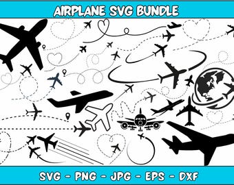 Airplane SVG Clipart Bundle: Travel Silhouette (Digital Download)